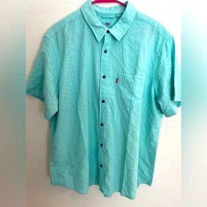 Levi’s men’s standard fit light blue button down short sleeve shirt size XXL